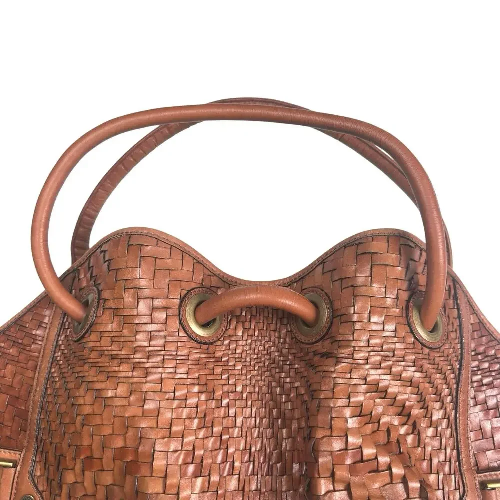 Cole Haan | Women | Genevieve Woven Leather Cognac Hobo Satchel Shoulder Handbag